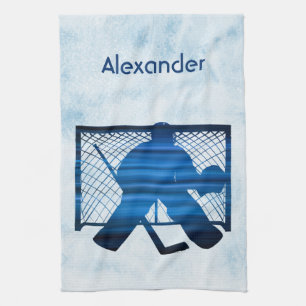 Ice hockey skate towel goalie blue