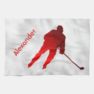 Ice Hockey skate towel player red