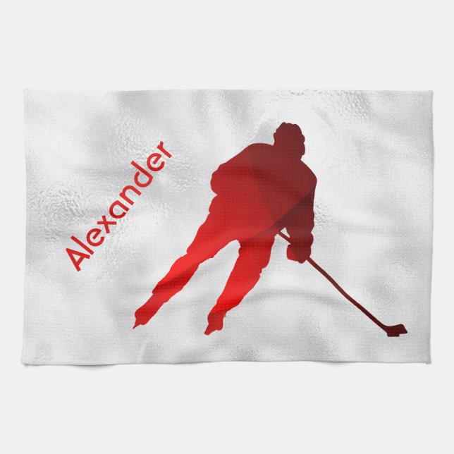 Ice Hockey skate towel player red (Horizontal)