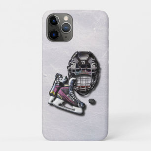 Ice Hockey Skates Helmet Puck With Name And Number iPhone 11 Pro Case