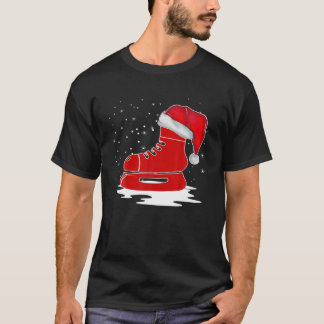 Ice Hockey Skates Santa Hat Christmas Pyjamas Matc T-Shirt