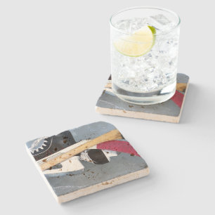 Ice Hockey Skates Sports Photography Stone Coaster