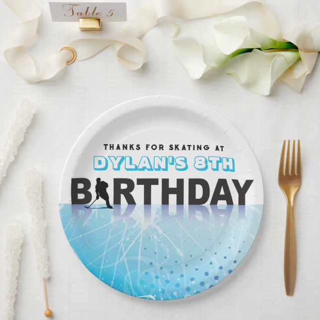 ICE HOCKEY SKATING Birthday Party Decor  Paper Plate (Wedding)