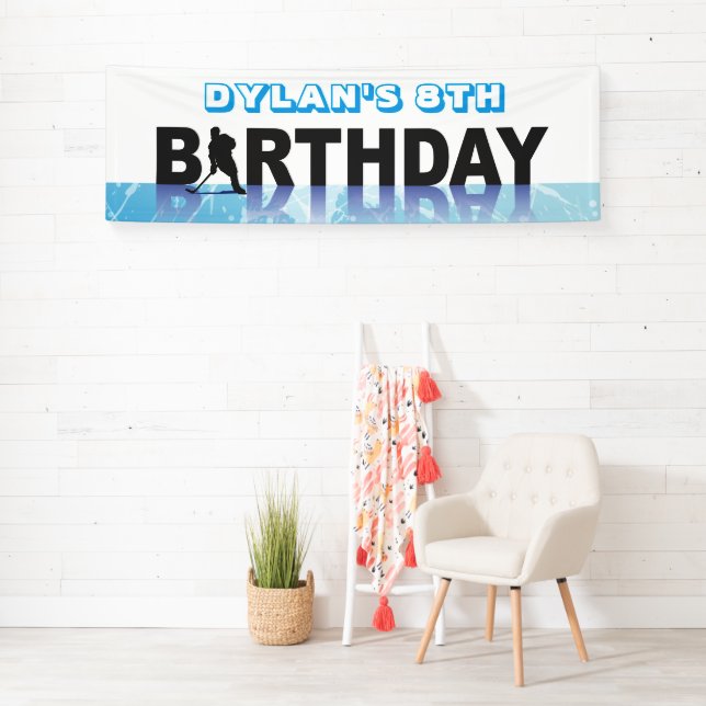 ICE HOCKEY SKATING Birthday Party Photo-Op Memory Banner (Insitu)