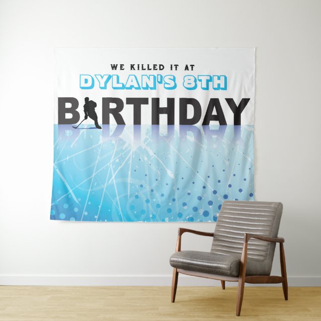 ICE HOCKEY SKATING Birthday Party Photo-Op Memory Tapestry (In Situ (Horizontal))