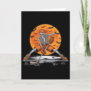 Ice Hockey Skeleton Costume Funny Halloween Hockey Card