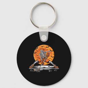 Ice Hockey Skeleton Costume Funny Halloween Hockey Keychain