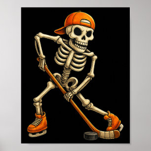 Ice Hockey Skeleton Halloween Costume Men Boys Kid Poster
