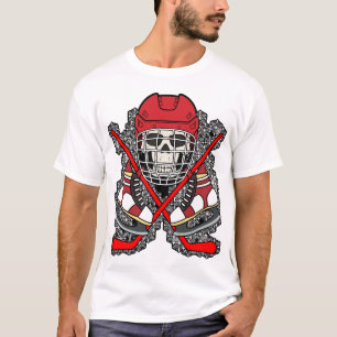 Ice Hockey Skull Jolly Roger Pirate Flag T-Shirt