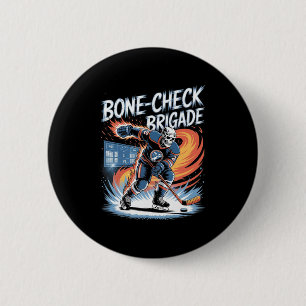 Ice Hockey Skull Team Bone-check Power Funny Hallo 2 Inch Round Button