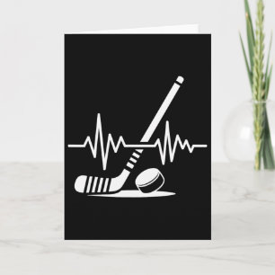 Ice Hockey Sport Player Stick And Puck Heartbeat F Card