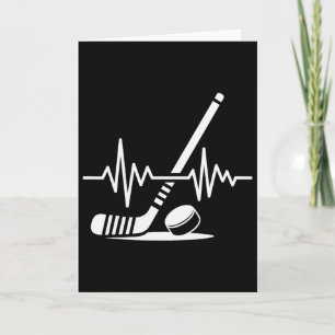 Ice Hockey Sport Player Stick And Puck Heartbeat F Card