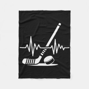 Ice Hockey Sport Player Stick And Puck Heartbeat F Fleece Blanket