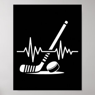 Ice Hockey Sport Player Stick And Puck Heartbeat F Poster