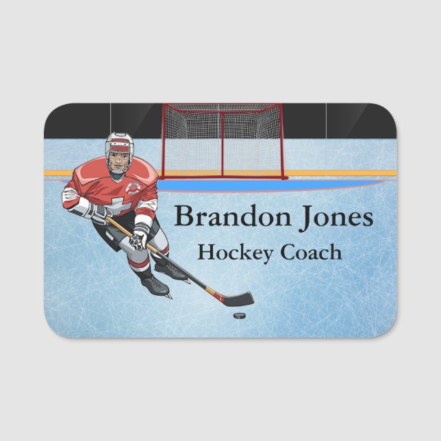 Ice Hockey Sports Design Name Tag (Front)