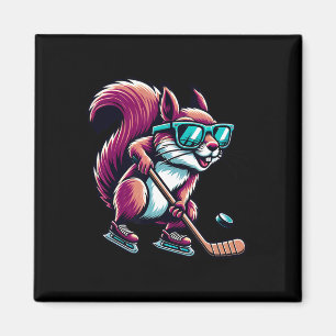 Ice Hockey Squirrel Cool Gles Skating Magnet
