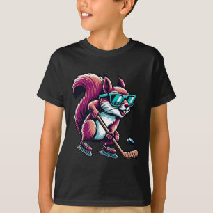 Ice Hockey Squirrel Cool Gles Skating  T-Shirt