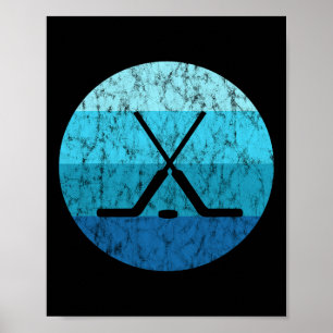 Ice Hockey Stick Hockey Sport Retro Vintage Ocean Poster
