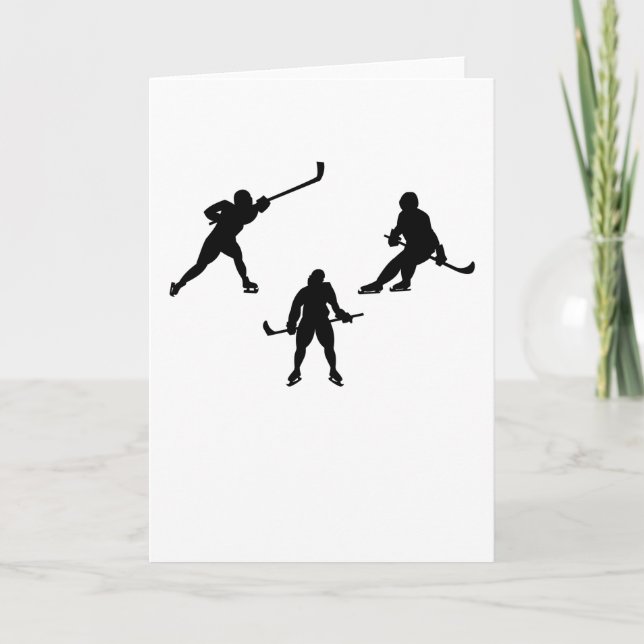 Ice hockey stick player silhouette cool sport gift card (Front)