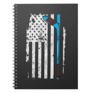 Ice Hockey Stick US American Flag Notebook