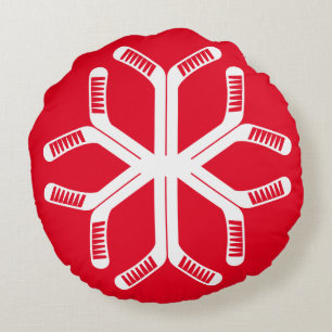 Ice Hockey Sticks Snowflake Throw Pillow