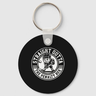 Ice Hockey Straight Outta Penalty Box Funny Player Keychain