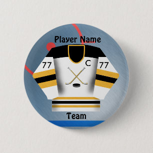 Ice Hockey Team Jersey Button