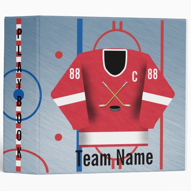 Ice Hockey Team Jersey Playbook Binder (Front/Spine)