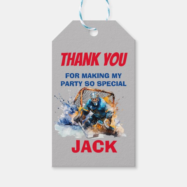 Ice Hockey Theme Thank You Gift Tag (Front)