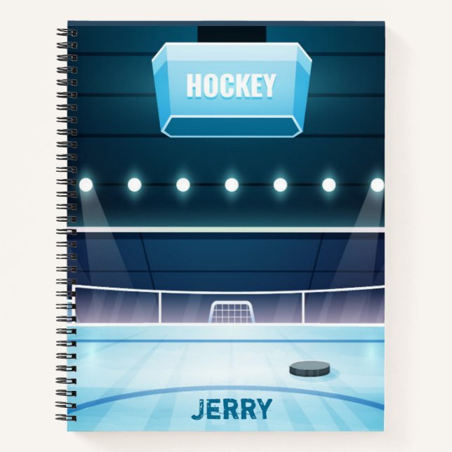 Ice Hockey Themed Personalized Notebook (Front)