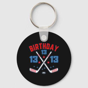 Ice Hockey Thirteen Birthday Boy 13th Party Boys A Keychain
