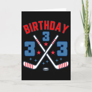 Ice Hockey Three Birthday Boy 3rd Party Boys Age 3 Card