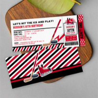 Ice hockey Ticket Pass Birthday Party Invitation