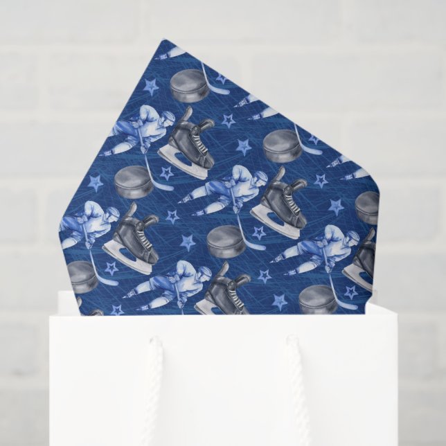 Ice Hockey Tissue Paper, Winter Sport Decoupage Paper (Gift Bag)