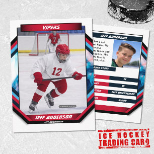 Ice Hockey Trading Card in Cool Red Blue White