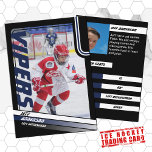 Ice Hockey Trading Card in Dynamic Blue Black<br><div class="desc">Parents of little league ice hockey players can proudly share their kids' achievements on the field with these customizable blue and black trading cards. Both photos, front and back, can be adjusted to feature your own little leaguer. Nearly all text on the back can be customized, including player stats, bio,...</div>
