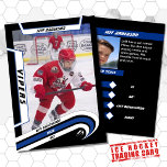 Ice Hockey Trading Card in Lively Blue<br><div class="desc">** IMPORTANT: Sample photos for demonstration only. The images are not included in the final product. Customer photos required. ** Introducing our "Ice Hockey Jersey Number Logo Blue Trading Card" – a symphony of customization and elegance for passionate hockey aficionados! Unveiling in packs of 100, these finely crafted cards allow...</div>