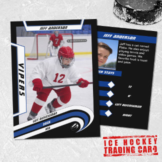 Ice Hockey Trading Card in Lively Blue