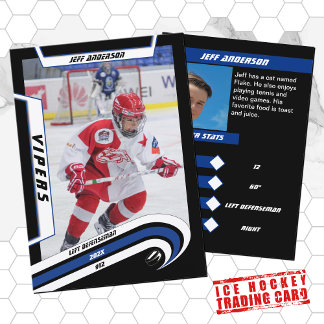 Ice Hockey Trading Card in Lively Blue