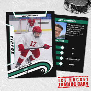 Ice Hockey Trading Card in Lively Green
