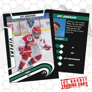 Ice Hockey Trading Card in Lively Green
