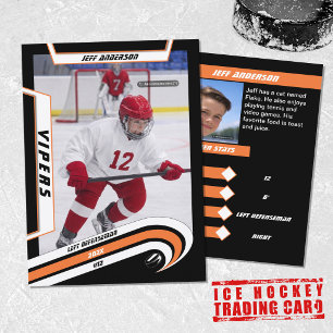 Ice Hockey Trading Card in Lively Orange