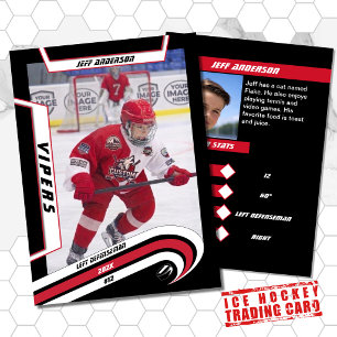Ice Hockey Trading Card in Lively Red