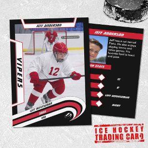 Ice Hockey Trading Card in Lively Red