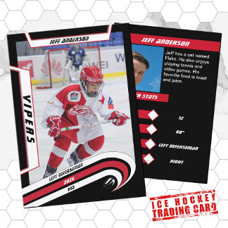 Ice Hockey Trading Card in Lively Red 