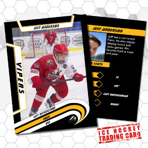 Ice Hockey Trading Card in Lively Yellow