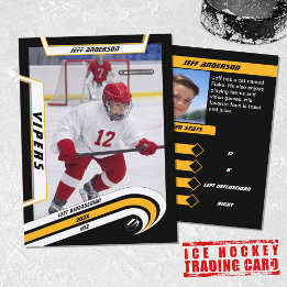 Ice Hockey Trading Card in Lively Yellow