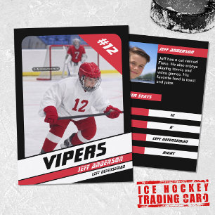 Ice Hockey Trading Card in Vibrant Red Black