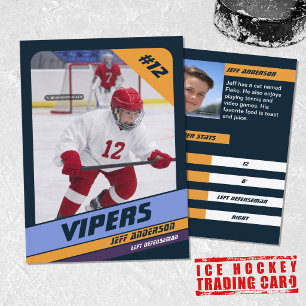 Ice Hockey Trading Card in Vibrant Violet