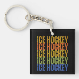 Ice Hockey Typography Keychain